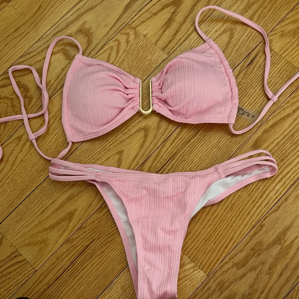 Pink Ribbed Bikini Set - Picture 4 of 8